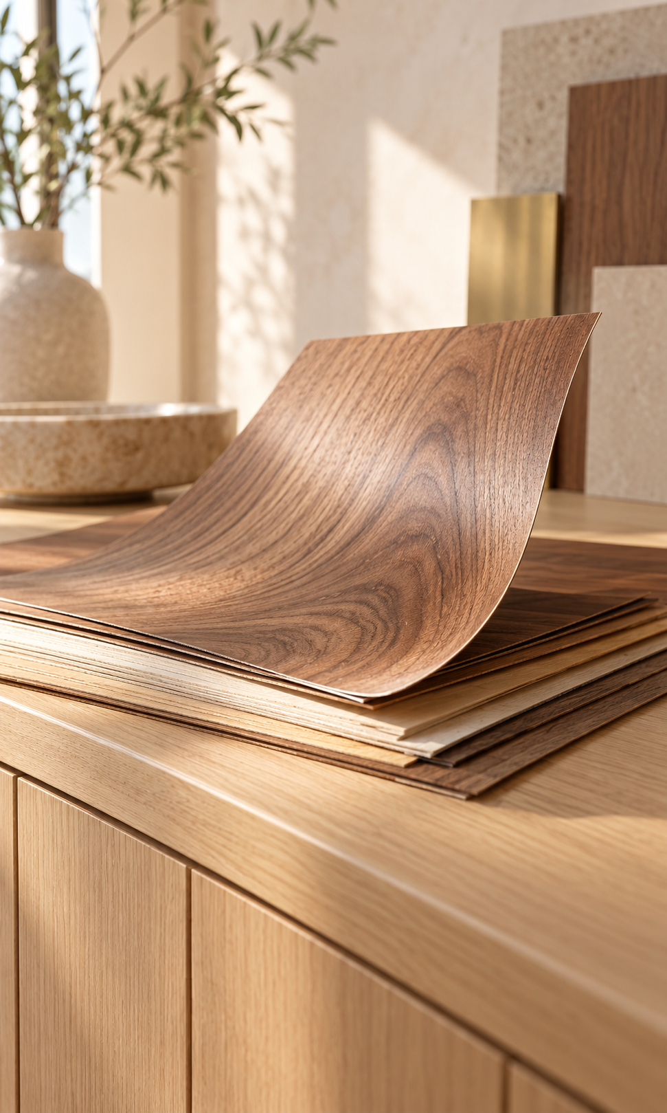 Wood and veneer materials for custom interiors
