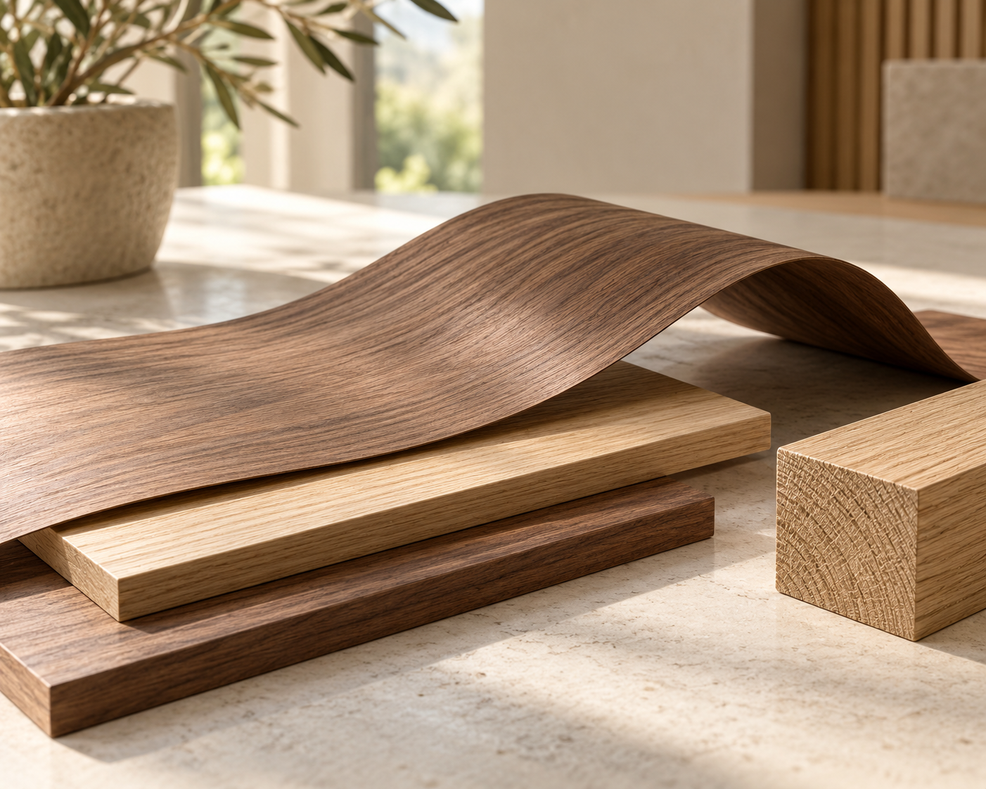 Wood veneer and natural wood look
